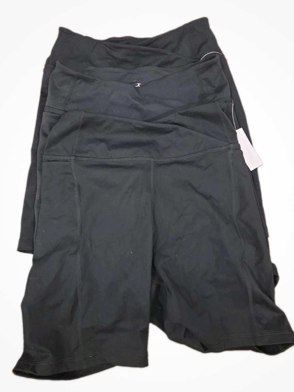 3 Pair Danskin Black High Cross-Waist Bike Shorts with Pockets